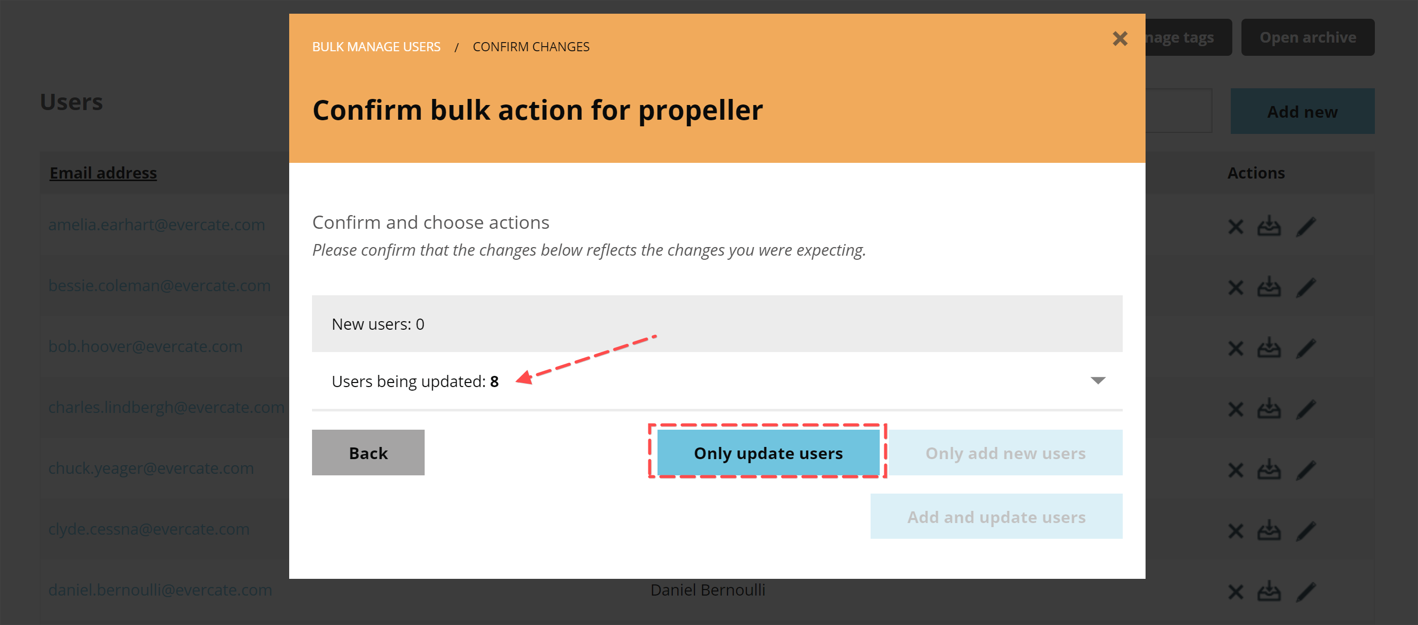 Confirm user update
